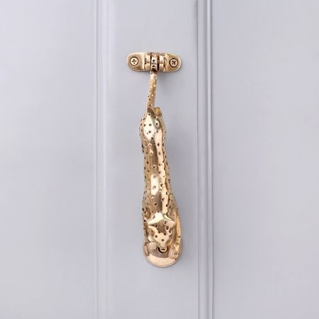 Golden Leopard Brass Door Knocker