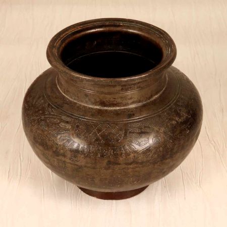 Dark Finish Engraved Holy Water Pot Made of High-Quality Brass