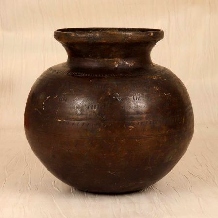 Dark Finish Engraved Holy Water Pot Made of Finest Brass