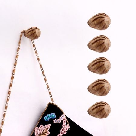 Natural Wooden Wall Hooks-6 Pieces