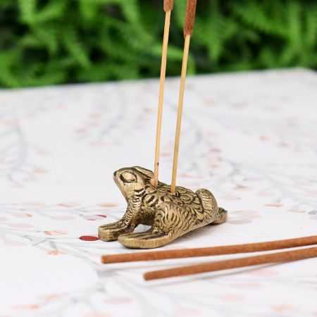 Brass Antique Golden Frog Agarbatti/ Incense Holder Stand
