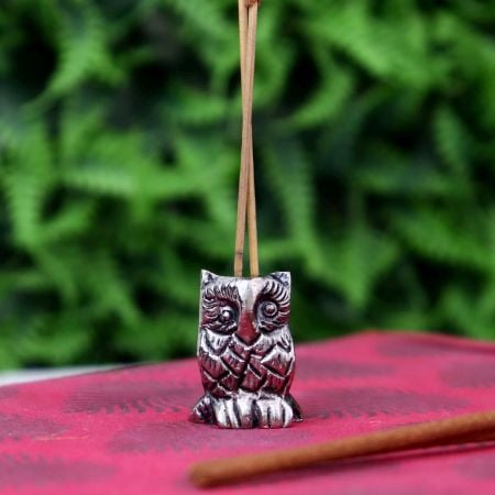 Silver Brass Owl Decorative Incense Holder Paper weight