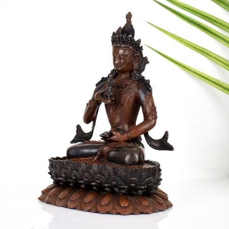 Handmade Buddhist Deity Vajrasattva Copper Statue in Tibetan Art