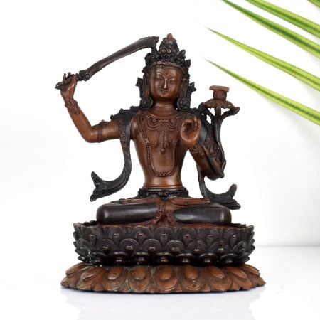 Goddess Manjushri Buddhist Deity Copper Statue in Tibetan Art