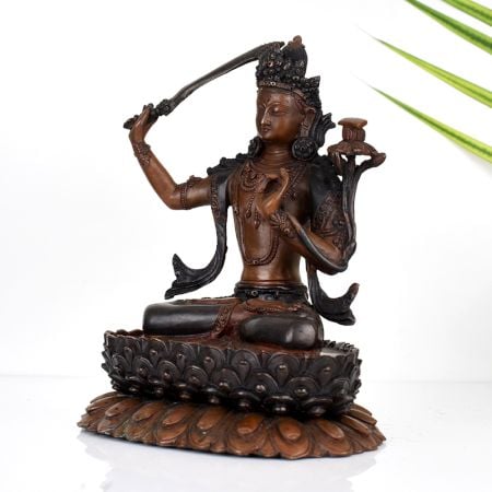 Goddess Manjushri Buddhist Deity Copper Statue in Tibetan Art