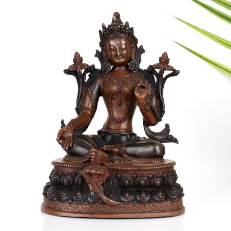 Tibetan Buddhist Deity Goddess Copper Statue for Prayer Room
