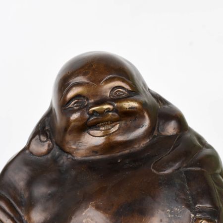 Vintage Finish Happy Laughing Buddha Brass Statue in Chinese Art