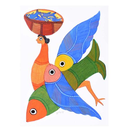 Beautiful Artwork of Gond Art by Padma Shri Awardee Durgabai Vyam