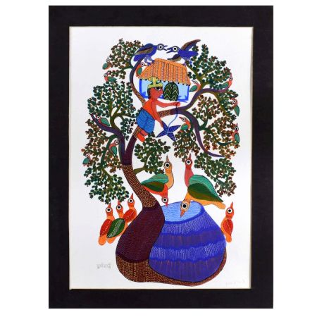 Vibrant Artwork of Gond Art by Padma Shree Durgabai Vyam