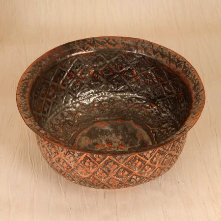 Antique Brown Finish Copper Bowl in Islamic Art for Decoration