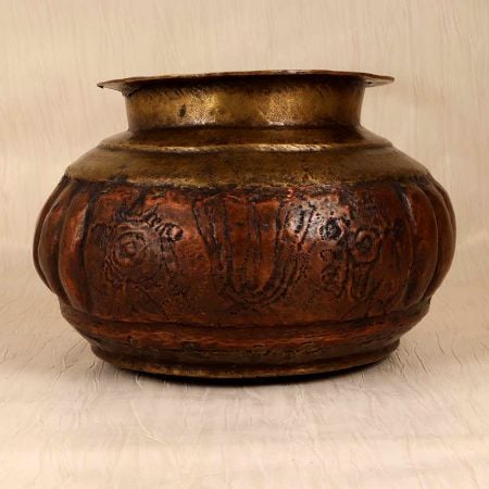 Handmade Brown Finish Brass Copper Pot for Flower Decoration