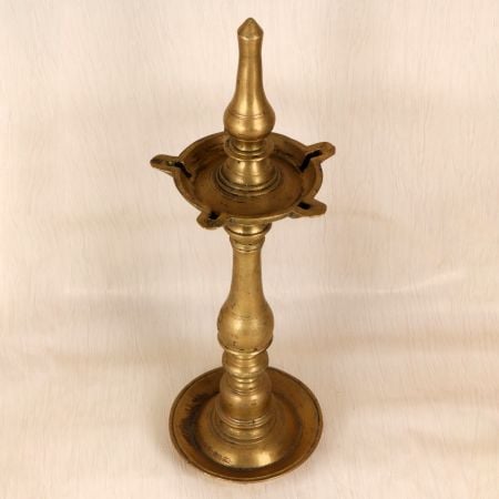5 Jyots Traditional Brass Oil Lamp in Vintage Finish for Prayer Room