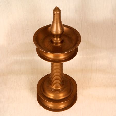 Elegant Brown South Indian Oil Lamp Made of Finest Brass