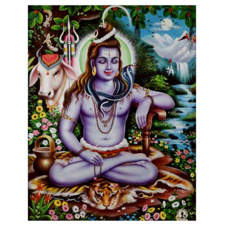 Lord Shiva Calendar Art Paper Painting for Prayer Room