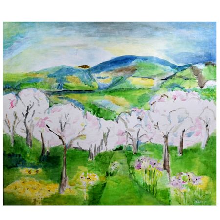 Canvas Painting of Scenery by Artist Rosemarie Gorke for Decoration