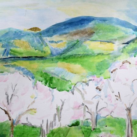 Canvas Painting of Scenery by Artist Rosemarie Gorke for Decoration