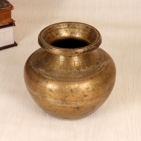 Handcrafted South Indian Brass Holy Water Pot for Flower Decor