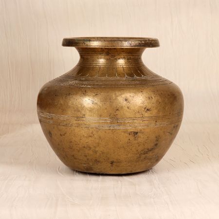Handcrafted South Indian Brass Holy Water Pot for Flower Decor