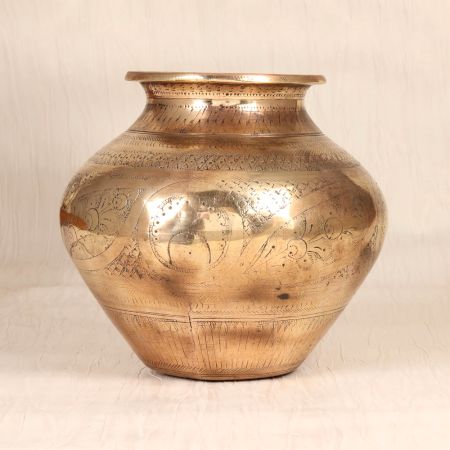 Sturdy Gujarati Handmade Brass Holy Water Pot for Decoration