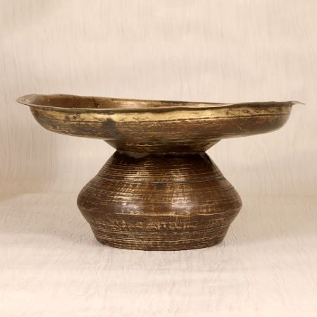 Handcrafted Dark Finish Brass Silapchi Pot with Engraving for Decor