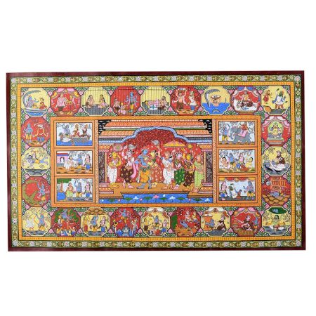 Hand-Painted Beautiful Lord Krishna's Cloth Paper Painting