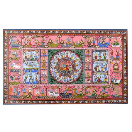 Adorable Lord Krishna's Pattachitra Painting on Cloth Paper for Decor