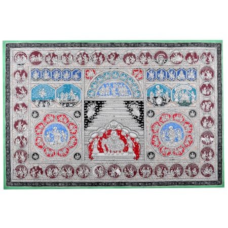 Lord Krishna's Leela Pattachitra Painting on Cloth Paper for Home Decor