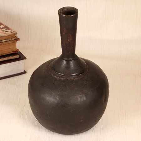 Dark Finish Plain Finest Brass Flower Pot in Himalayan Art
