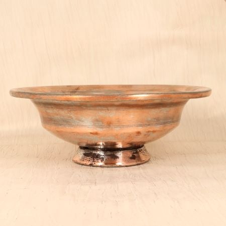 Brown Finish Handcrafted Copper Fruit Bowl for Collection