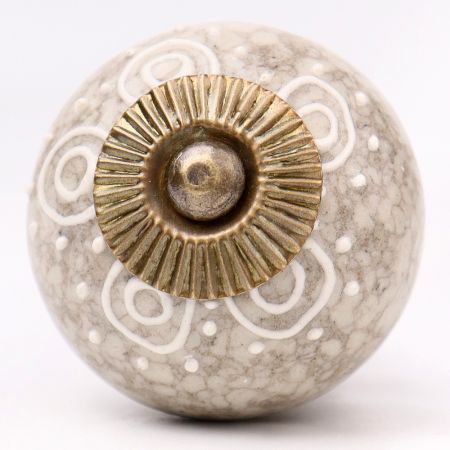 White Round Crackle Cream Dresser Knob