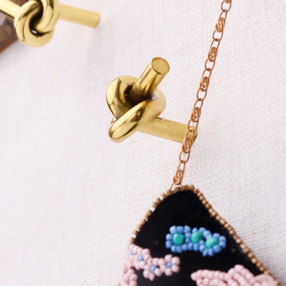 Solid Golden Knot Brass Wall Hooks-Pack of 3