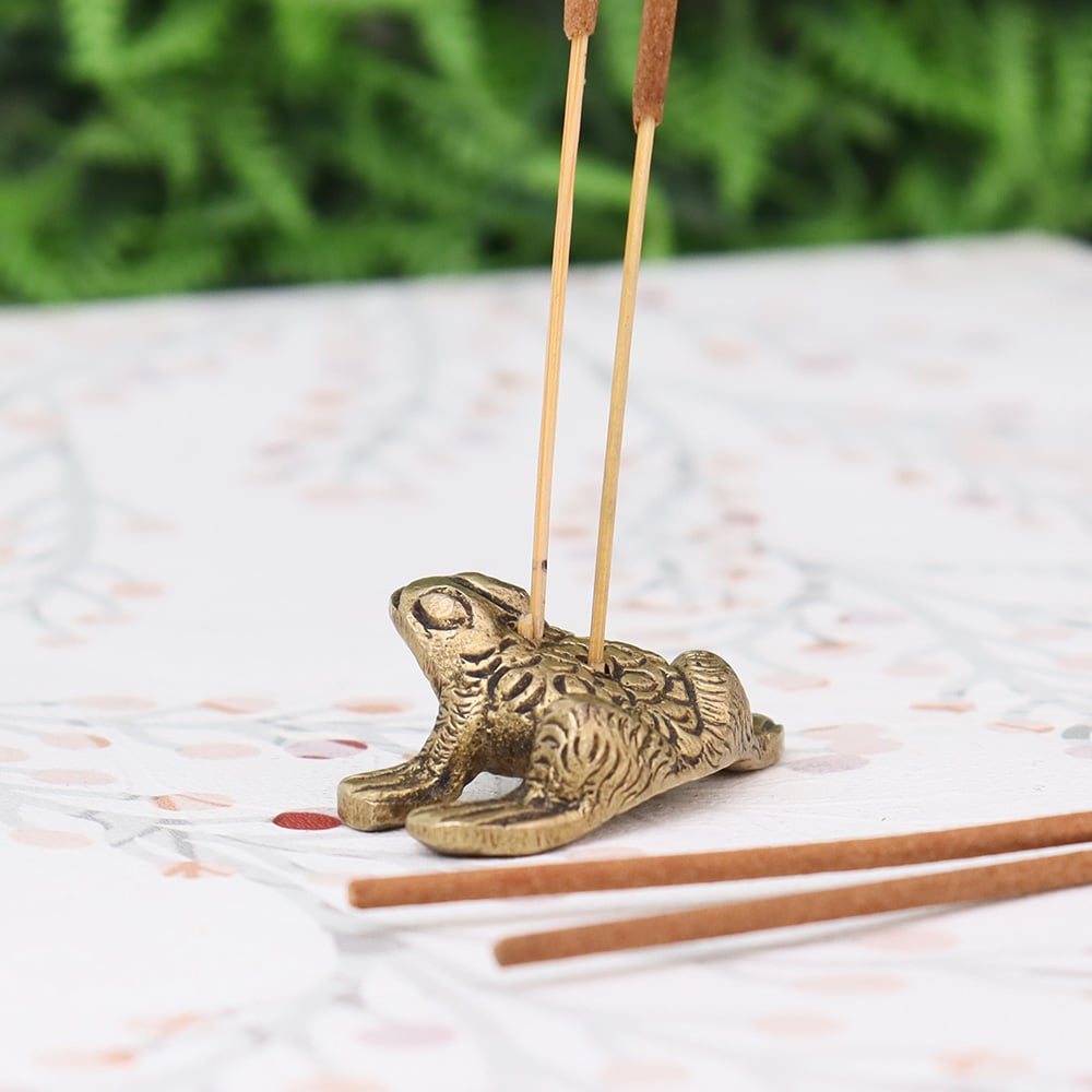 Brass Antique Golden Frog Agarbatti/ Incense Holder Stand