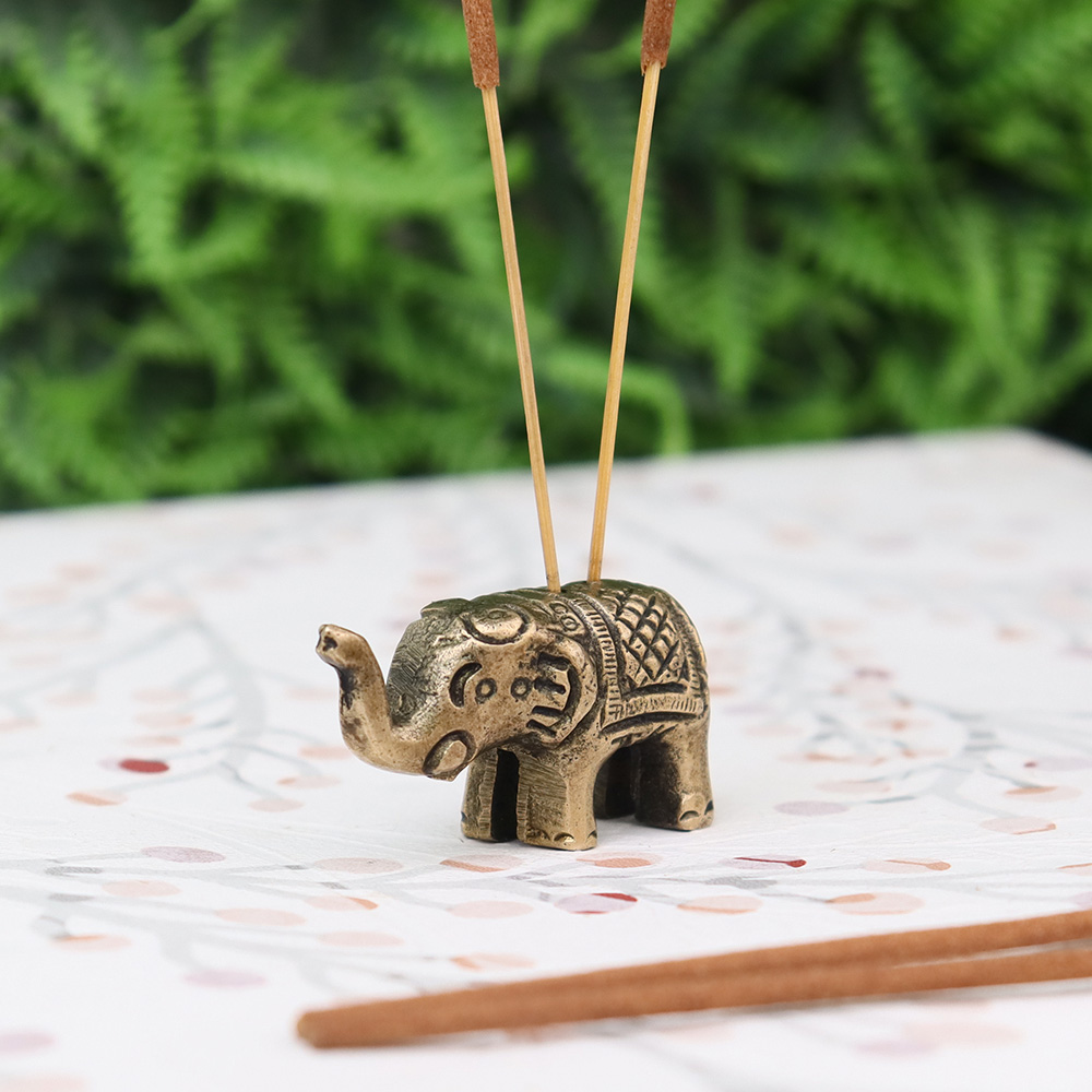 Brass Gold Elephant Incense Holder Stand