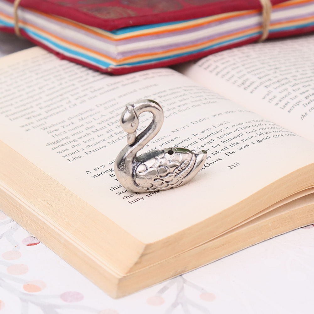 Silver Brass Swan Incense Stick Holder