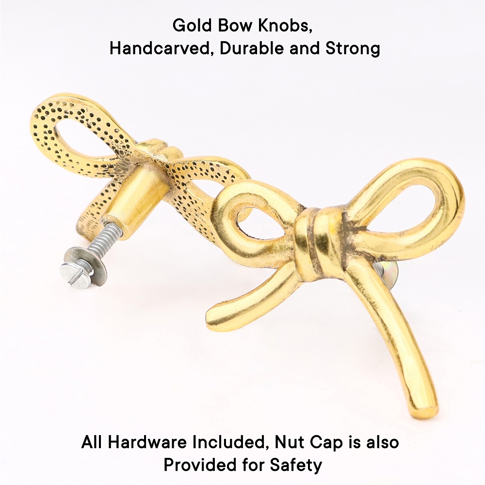 Gold Metal Bow Dresser Knob