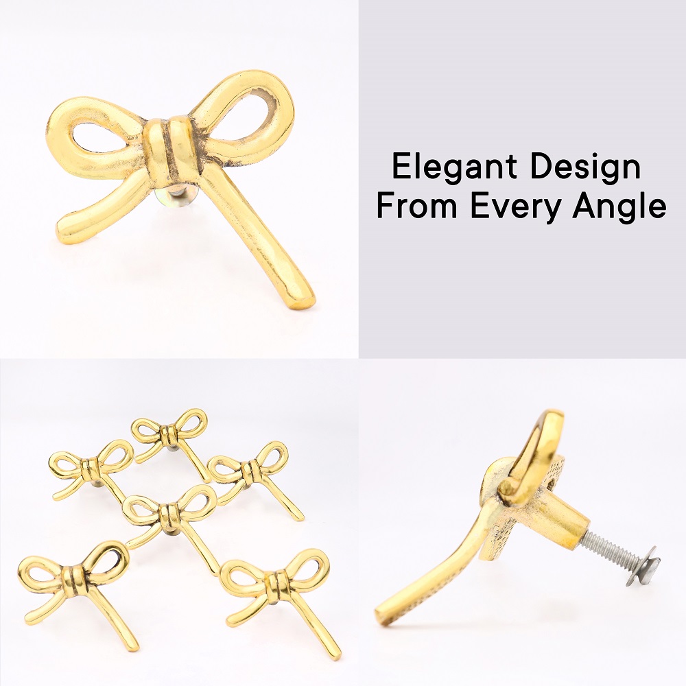 Gold Metal Bow Dresser Knob