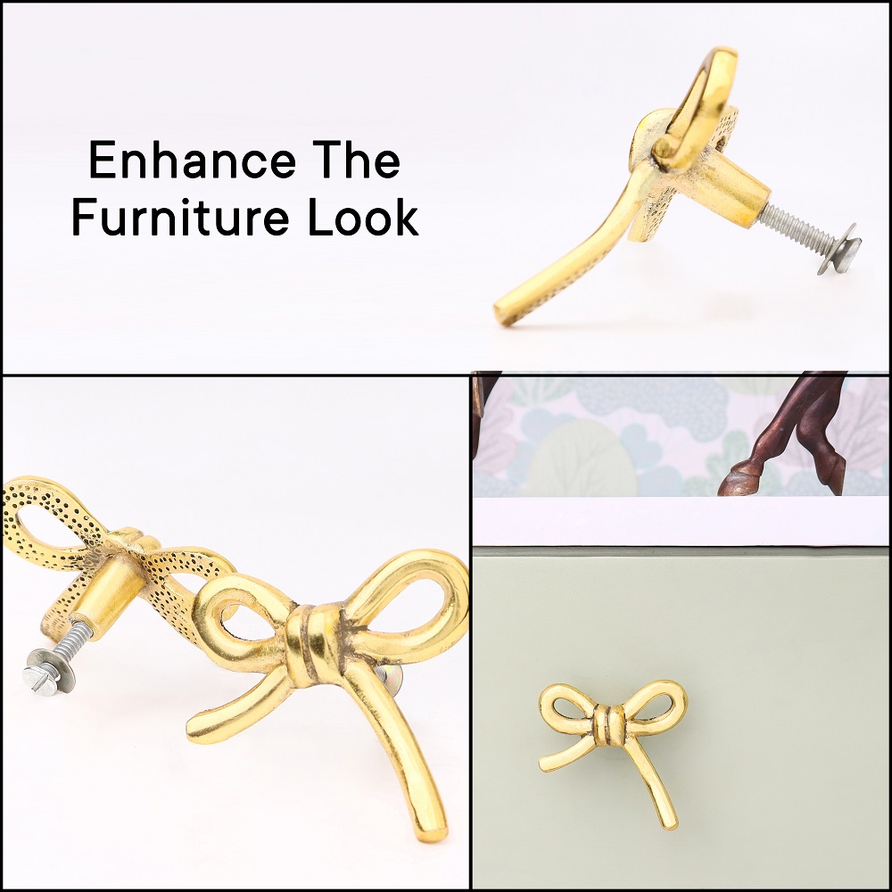 Gold Metal Bow Dresser Knob