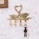 Handmade Two Brass Swan with 4 Hooks Crafted Key Holder