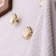 Modern Solid Golden Shell Brass Wall Hooks-Pack of 3