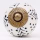 White Black Dots Leaf Cabinet Knob