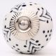 White Black Dots Leaf Cabinet Knob