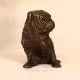 Dark Finish Handmade Brass Dog Statue in Sitting Position