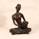 Brown Finish Brass Lady Musician Statue for Vintage Collection