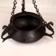 Engraved Vintage Brass Hanging Pot with Chain for Flower Decor