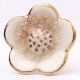White Daffodils Ceramic Cabinet Knob With Gold Work