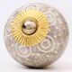 White Round Crackle Cream Dresser Knob