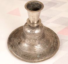 Grey Finish Brass Hookah Base with Carving from Hyderabad