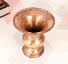 Handcrafted South Indian Brass Flower Pot in Plain Brown Finish