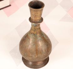 Kashmiri Art Finest Brass Flower Pot with Carving for Decoration
