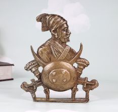 Handmade Brown Brass Chhatrapati Shivaji Maharaj Plate for Decor